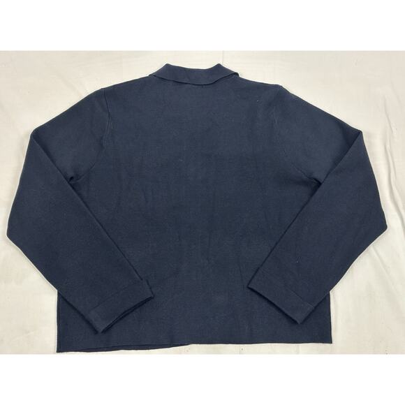 Tahari Collared Button Up Cardigan Women’s L Navy Blue Knit Casual Minimalist - Picture 5 of 7